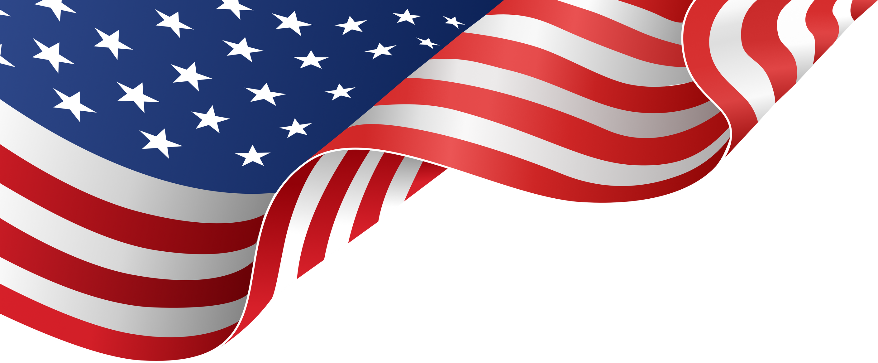 Waving flag of American isolated on png or transparent